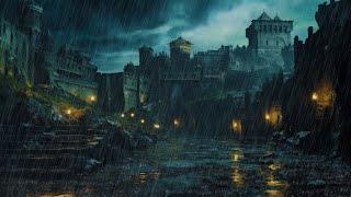 Medieval Castle Ruins with Heavy Rain no Thunder for Relief Anxiety and PTSD