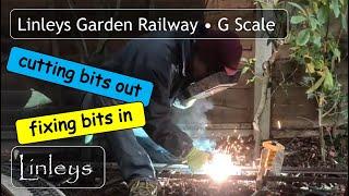 Building a Garden Railway • Completed First part of steelwork • Junction Trackbed Construction