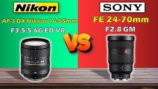 NIKON AF S DX NIKKOR 16-85MM F3.5-5.6G ED VR VS SONY FE 24-70MM F2.8 GM