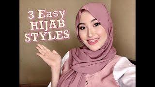 3 simple hijab tutorial styles  Chiffon malaysia  Maranao vlog - philippines