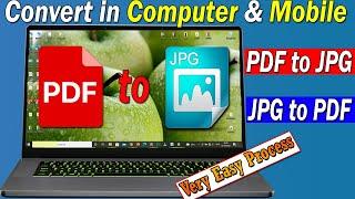 How to Convert PDF to JPG  Convert PDF to JPG in Laptop Computer  JPG to PDF