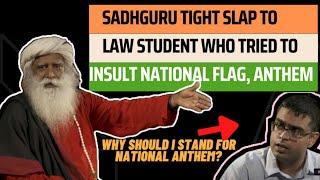 HEATED DEBATE Sadhguru Tight Slap to the Law Student who tried to Insult National Anthem Flag