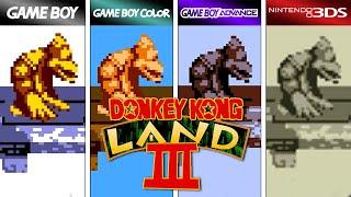 Donkey Kong Land III 1997 Gameboy vs Gameboy Color vs GBA vs 3DS Side by Side Comparison