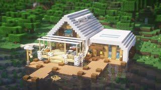 Minecraft How To Build a Riverside Modern House Tutorial#27  마인크래프트 건축 모던하우스 인테리어