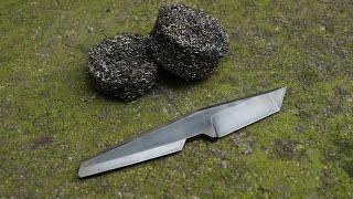 Steel Wire Sponge Canister Damascus San Mai Tanto Knife