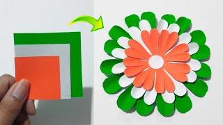 Tricolor Paper Flower Making Idea  Independence Day Craft Ideas  Tricolor Paper Craft #shorts