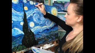 Vincent Van Gogh The Starry Night  Acrylic Painting Time lapse video