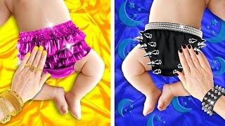 DAY VS NIGHT Crazy Babysitting Hacks by Day Girl VS Night Girl *Parenting Hacks*