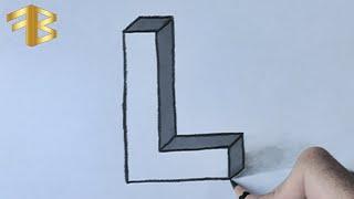 How to Draw 3d Letter L  3d letters drawing letter l 3d block letters 3d how to draw 3d letters