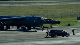 High Alert U.S. Air Force B-52 Bomber Emergency Takeoff at Full Throttle