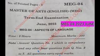 Meg 04 Aspects of Novel  2023 June Question Paper Ignou