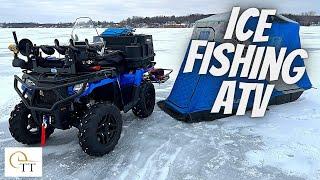 #110 Ice Fishing ATV vs Snowmobile Modifications - Otter Monster Box - Helix 7 - Digger Auger Holder