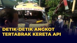 Detik-Detik Angkot Hancur Ditabrak Kereta Api Usai Terobos Palang