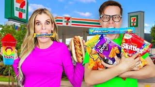 Eating Only GAS STATION FOOD for 24 Hours Matt and Rebecca