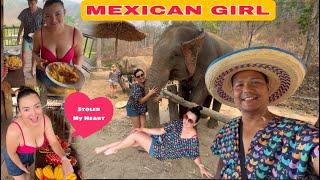 Mexican Girl Stolen My Heart on Chiangmai Thailand  Playing With Elephants