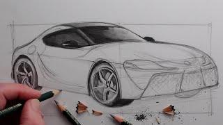 How to Draw a Realistic Car Toyota Supra