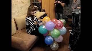 Awesome Girl Nail Popping Her Birthday Balloons