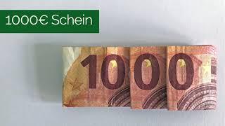 1000 EURO Schein aus Geldscheine falten - DIY Geldgeschenk - Geld Geschenk Idee für Sparschwein