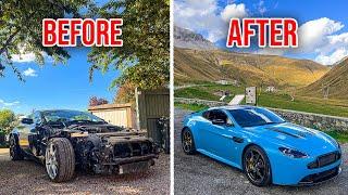 REBUILDING A CRASH DAMAGED ASTON MARTIN V8 VANTAGE IN 10 MINUTES