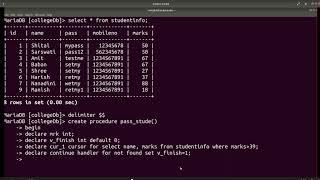 Display records from table using cursor in Mysql