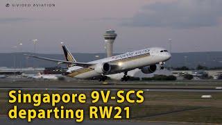 SQs latest 787 - Singapore Airlines 9V-SCS departing Perth Airport on RW21.