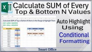 Auto Calculate SUM of Top and Bottom N values in Excel