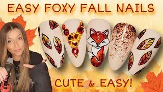  EASY Fox Nail Art Design  Autumn Fall  Leaf Bling Glitter  Ombre Glitter Bling Nails  Autumnal