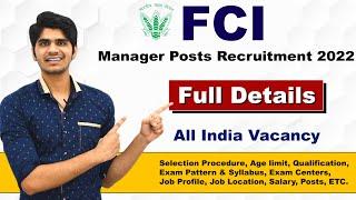 FCI Manager Various Post Recruitment 2022  Full Details  Govt Job