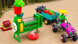 Diy mini tractor making Fruits Juice Press Machine  DIY technology agricultural machine