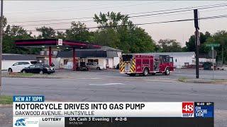 Motorcyclist rams into gas pump at Huntsville gas station