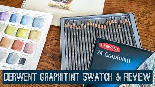 Derwent Graphitint 24 Water Soluble Colour Pencils Swatch & Review  + Graphitint Paint Comparison