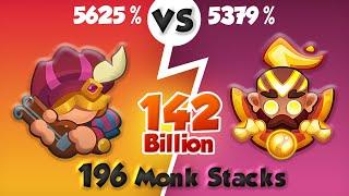 Is 196 Monk Stacks Enough? Bard 5625% vs Monk 5379% PVP Rush Royale