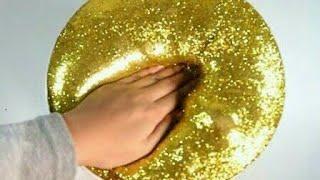 How To Make Slime  Fluffy Gold glitter Slime