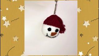 ميدالية رجل الثلج بالكروشيهCrochet Mini Snowman Head