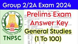 TNPSC Group 22A Prelims Exam General Studies Answer Key