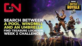 Fortnite BR Search between a Pool Windmill and an Umbrella location