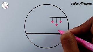 Circle Drawing Beautiful - Pink Heart Scenery Beautiful Drawing Easy Draw