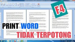 Print Word tidak terpotong Kertas F4 dan A4