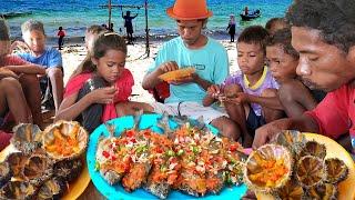 bersama anak pulau mencari seafood buat makan di pantai Yummy bakar bulu babi & ikan hasil buruan