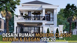 DESAIN RUMAH MODERN CLASSIC MEWAH UKURAN 10 X 20  ada kolam renang & roof garden