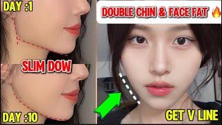 TOP EXERCISES FOR DOUBLE CHIN & Face Fat  GET SLIM DOWN V LINE FACE AT HOME SO EASY