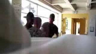 Marine Drill Sergeants yelling at recruit