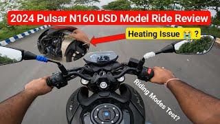 All New 2024 Bajaj Pulsar N160 USD Model Ride Review  Price Riding Modes Test  Engine Heating?