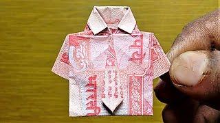 HOW TO MAKE SHIRT WITH TIE  PRO SHIRT  USING 20 RS. NOTE  #SuryaCraft