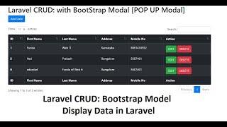 Laravel CRUD Bootstrap Modal Fetch Data in Table POP UP Modal