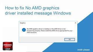How to fix No AMD graphics driver is installed or the AMD driver is not functioning properly 2020