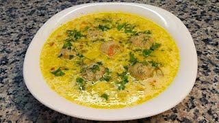 Сливочный суп с фрикадельками в казане  Creamy soup with meatballs