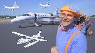 Blippi Flies in a Private Jet  Airplanes for Kids with The Airplane Song