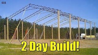 How to Build a Pole Barn  TIME LAPSE  32x60 Pole Barn With16 Lean