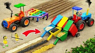 Diy tractor mini Bulldozer to making concrete road  Construction Vehicles Road Roller #37